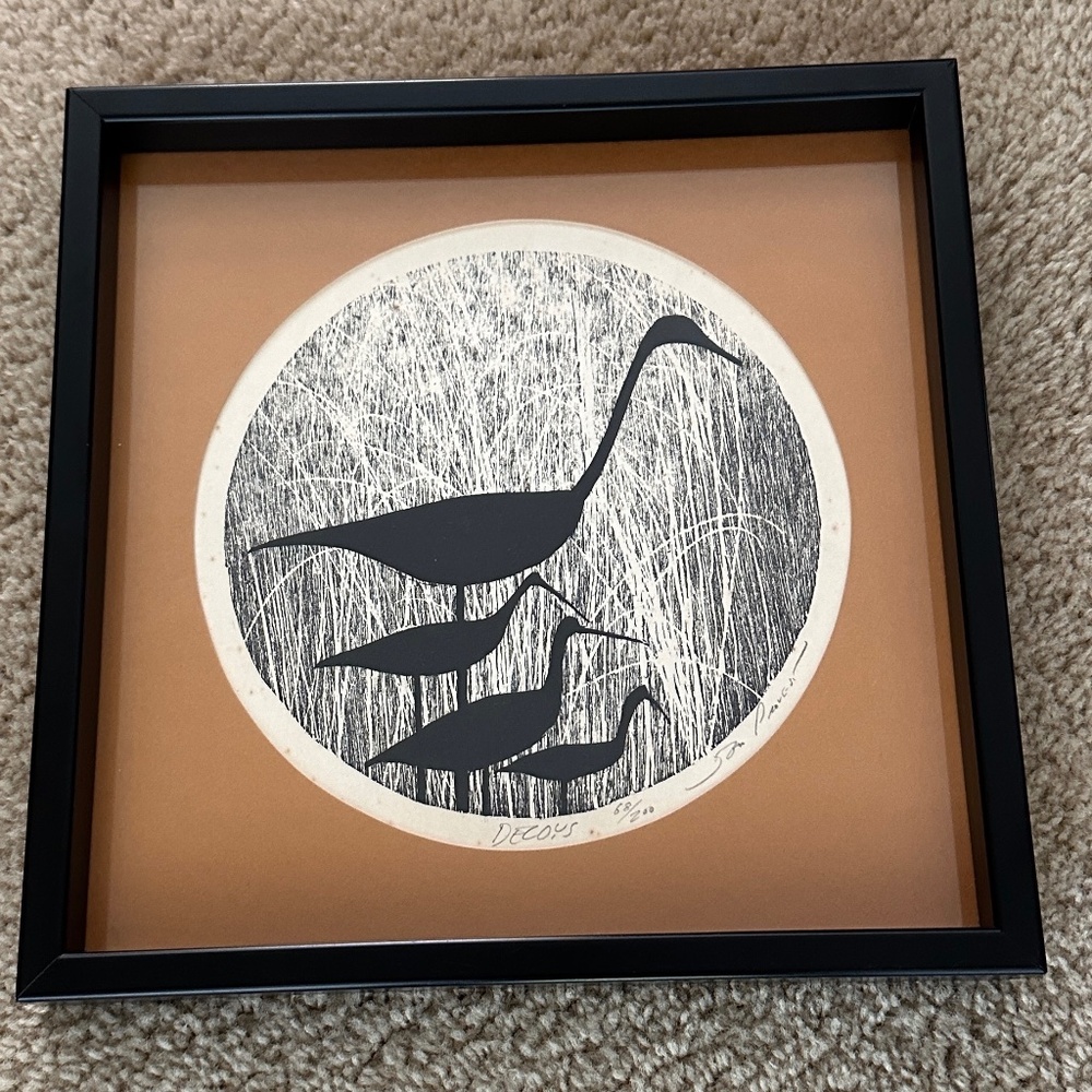 Vintage Woodcut Print "Decoys" by Jon Provest